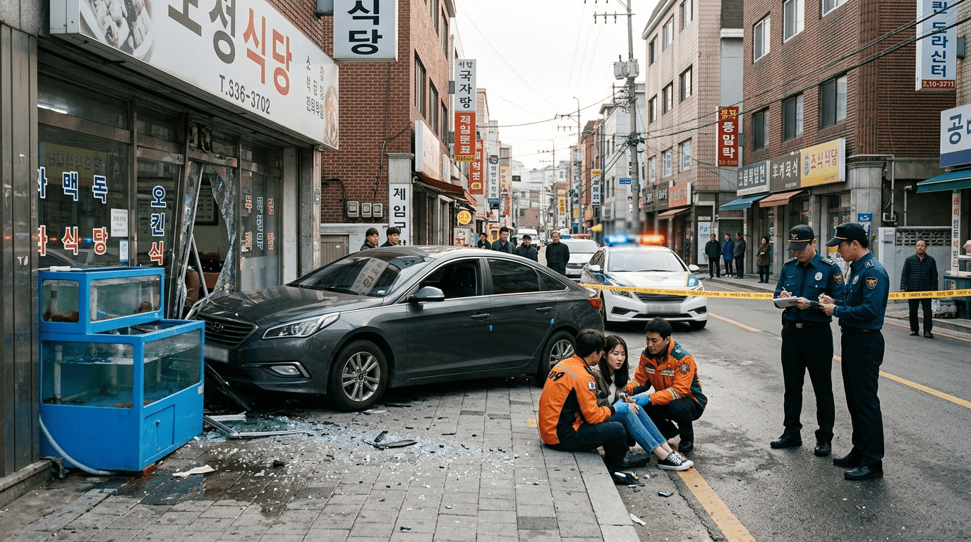 미아동 인도 돌진 사고 승용차 운전자 졸음운전 진술 속 보행자 한 명 부상