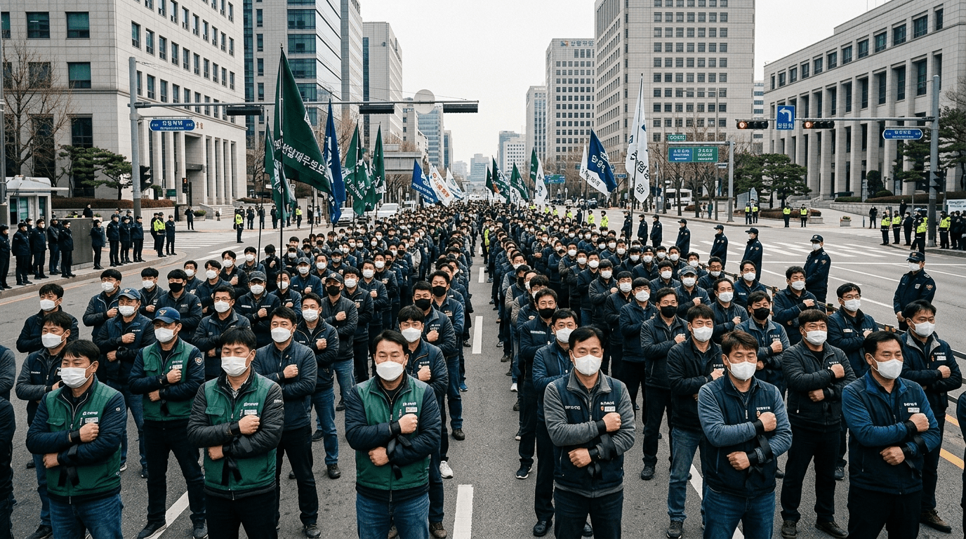 민주노총, 물류센터 노동자 사망 관련 대규모 집회 개최… 원청 교섭 타결까지 투쟁 지속