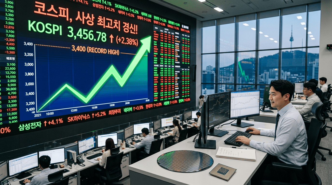 코스피 6936.99까지 치솟아 역대 최고 기록을 새로 쓰고, 하이닉스는 시가총액 천조 원 고지를 넘어섰다