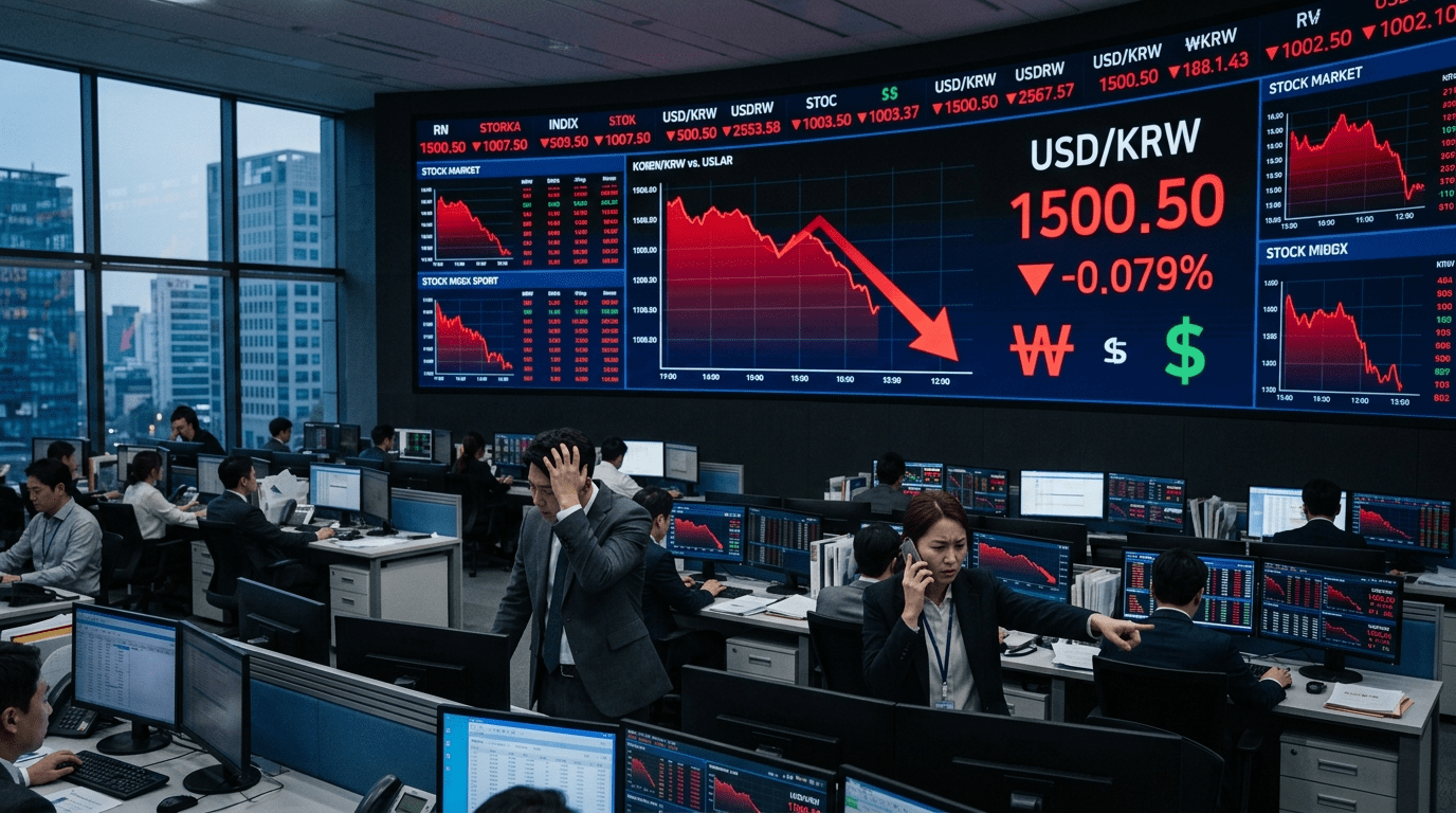 달러 대비 원화 가치 하락, 1500원선에서 거래 시작 ? 증시 약세 속 환율 상승세 지속 ? 국채 수익률 동반 오름세