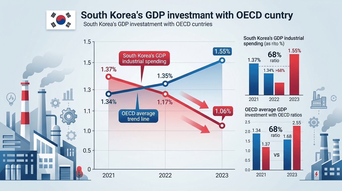 韓 GDP 대비 산업정책 지출, OECD 평균의 68% 불과…“전략 산업에 집중해야”