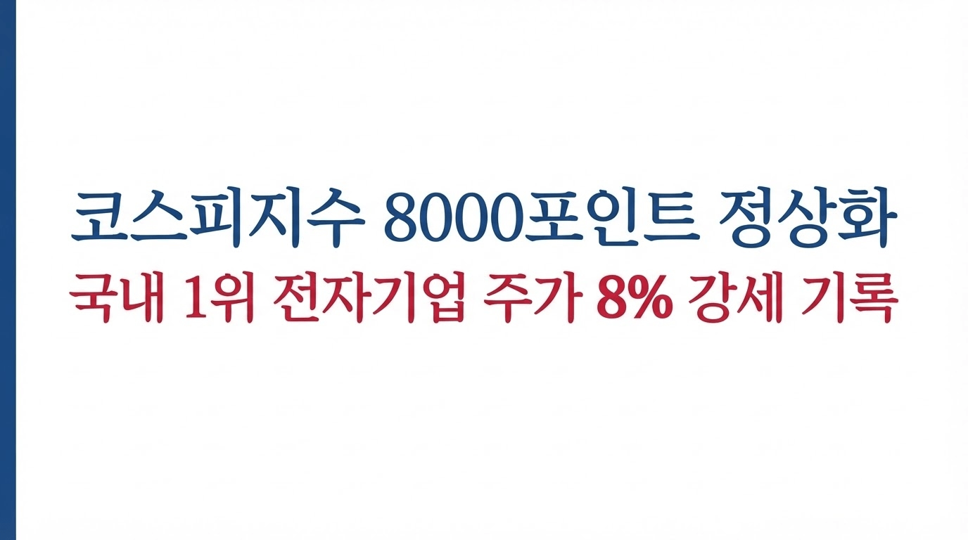 코스피지수 8000포인트 정상화...국내 1위 전자기업 주가 8% 강세 기록
