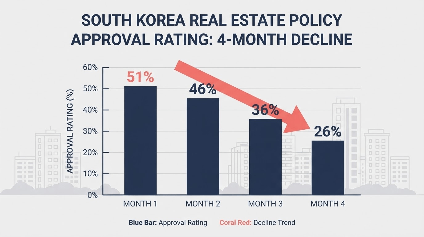이재명 정부 부동산 정책 지지율 반토막… 4개월 만에 26%까지 추락